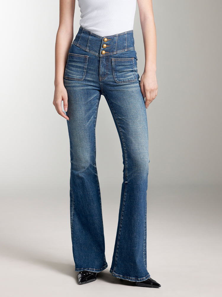 V-Shape Super High Waist Flared Jeans