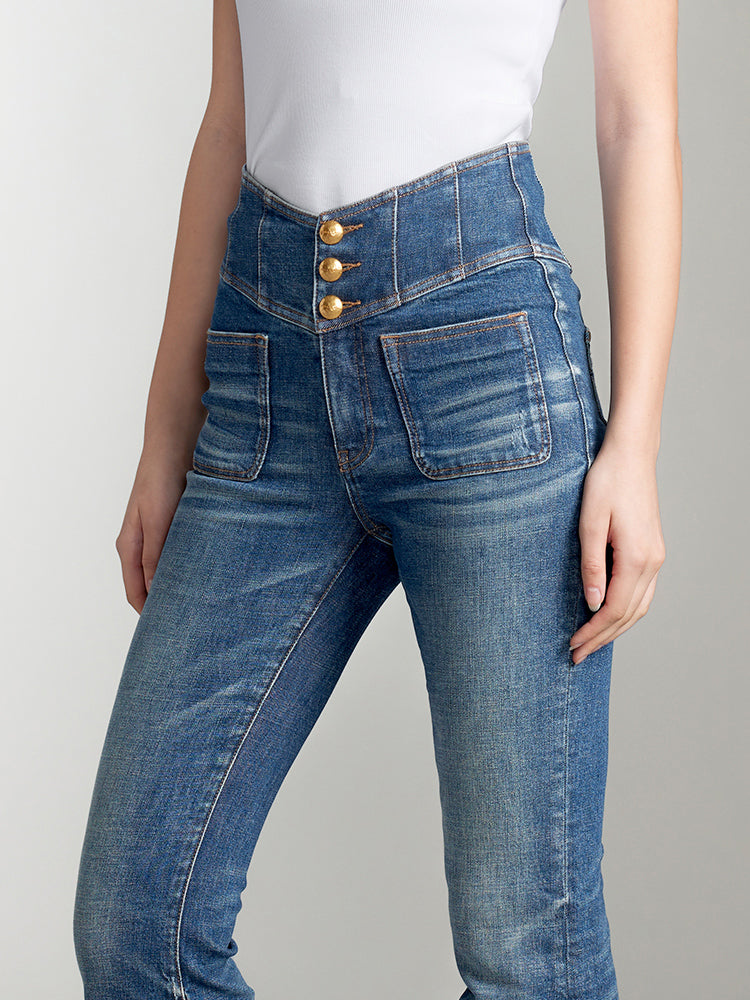 V-Shape Super High Waist Flared Jeans