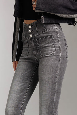 V-Shape High Waist Flared Jeans