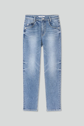 Mid-Rise Straight Fit Cropped Jeans