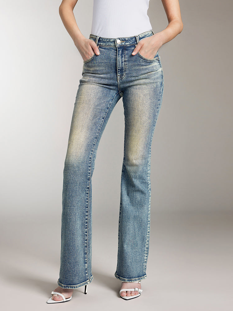 Vintage Distressed Flared Jeans