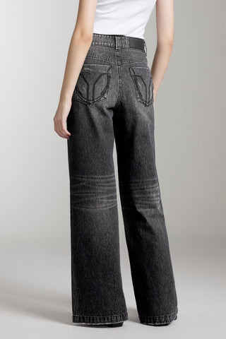 Low Waist Flared Jeans In Light Grey