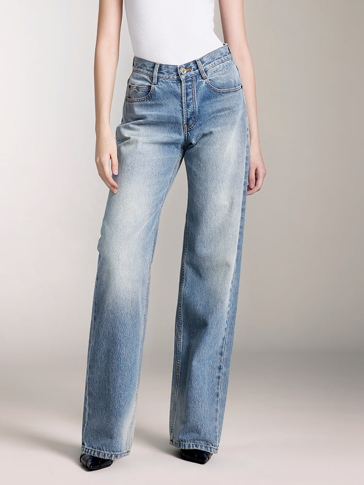 Button Fly Straight Fit Jeans