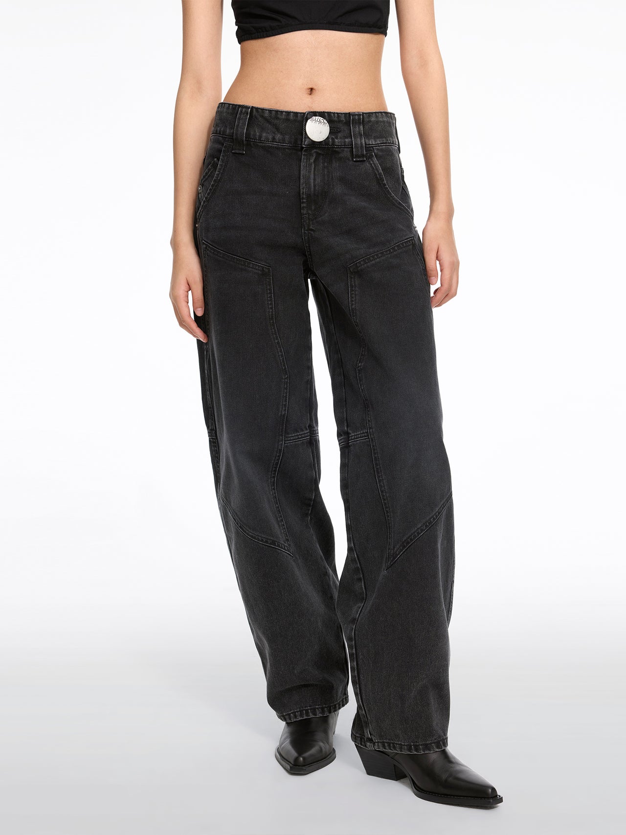 Deconstructed Patchwork Low-Rise Jeans