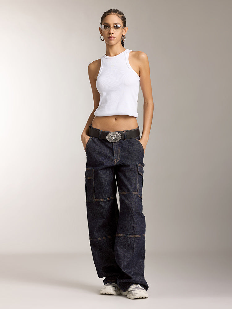 Vintage Low Rise Cargo Style Jeans