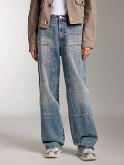 Stylish Wide Leg Jeans With Patch Design