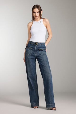 Vintage Straight Fit Jeans With Chain