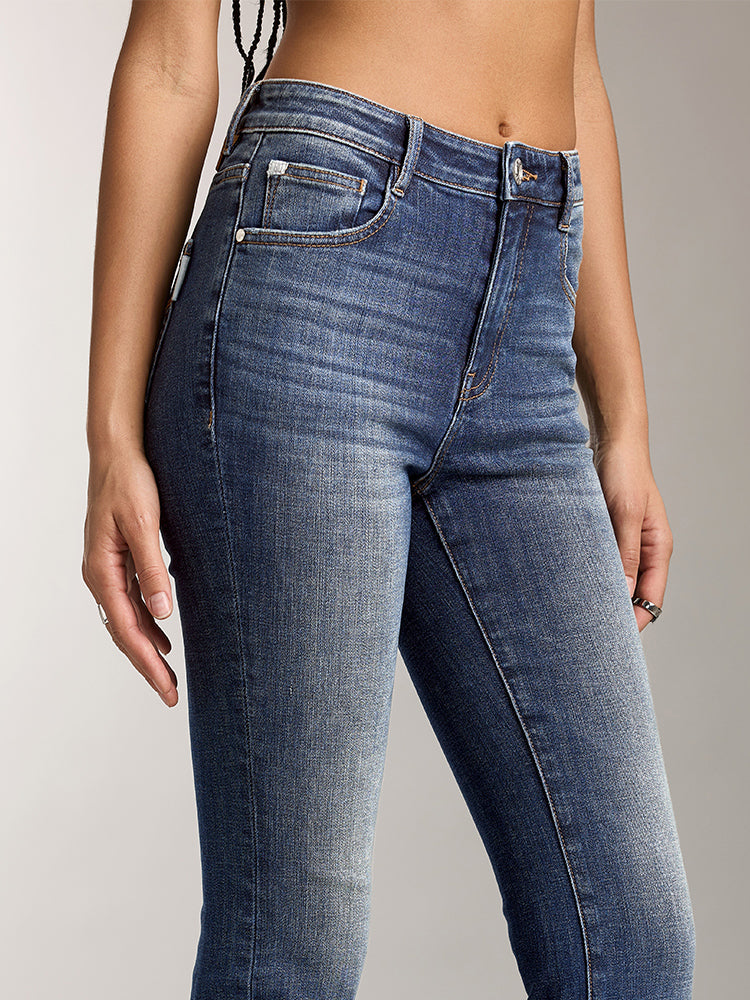 High Waisted Slim Fit Flared Jeans