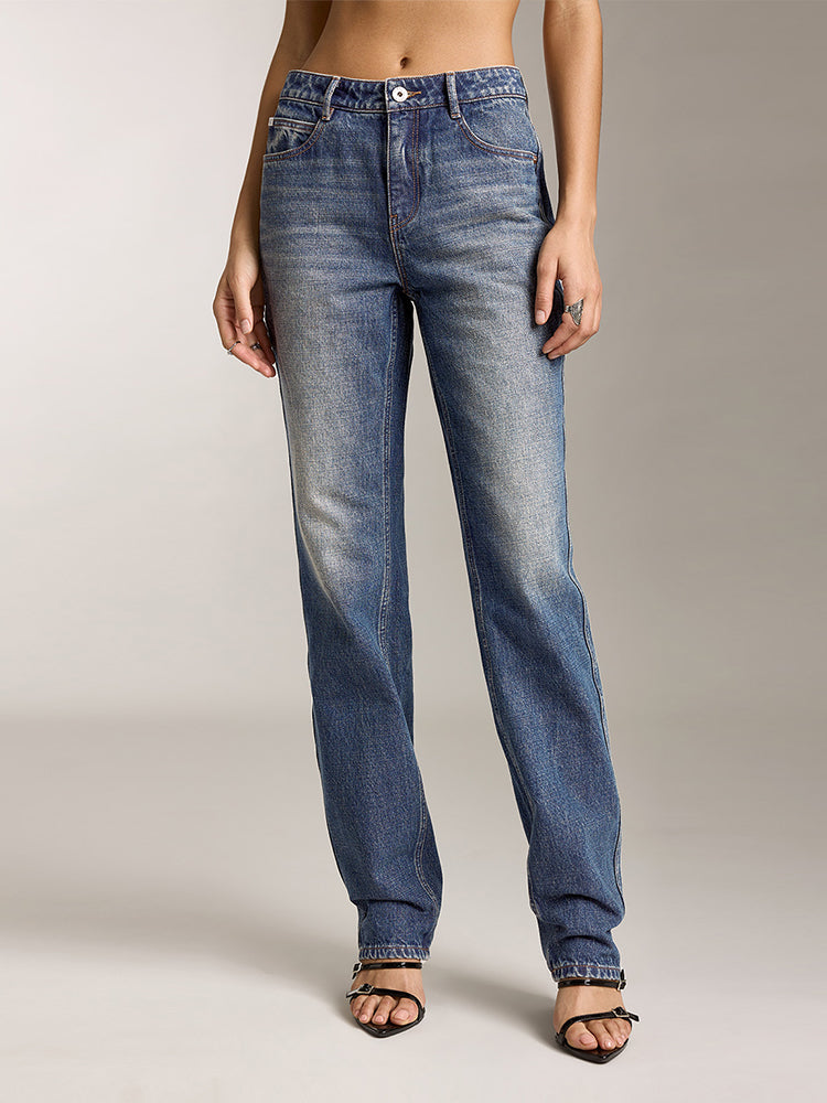 High Rise Straight Fit Jeans