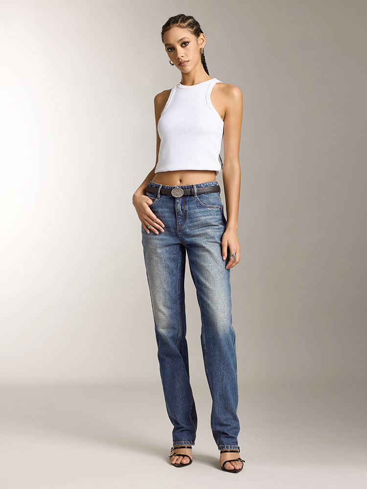 High Rise Straight Fit Jeans