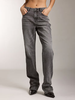 Distressed Gray Color Straight Fit Jeans