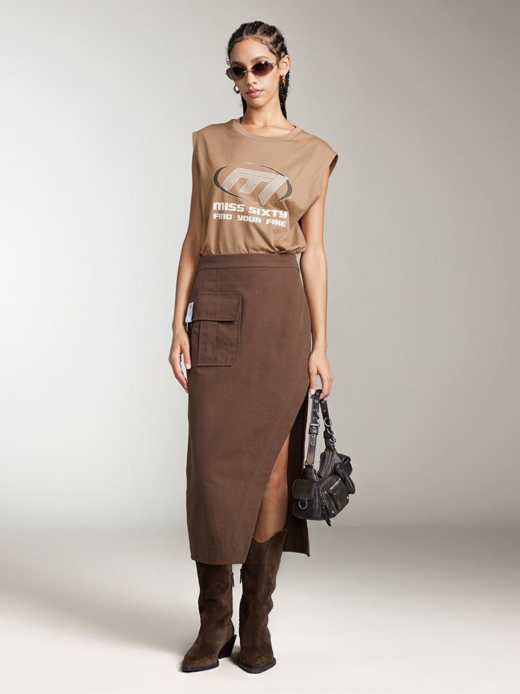 Cargo Slit Maxi Skirt