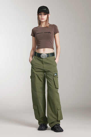 Cargo Wide Leg Pants In Green