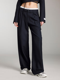 Double Waist Design Wide-Leg Trouser