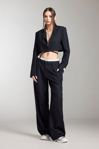 Double Waist Design Wide-Leg Trouser