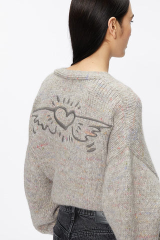 Miss Sixty X Keith Haring Capsule Collection Casual Knitted Cardigan With Delicate Embroidery