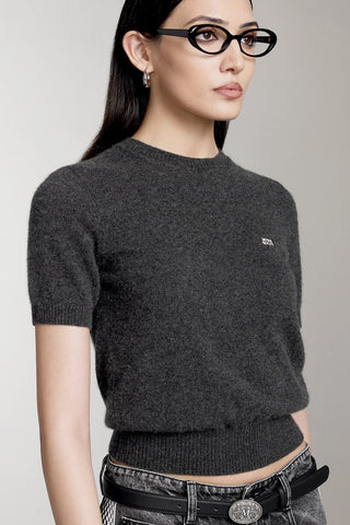 Crew Neck Short Sleeves Cashmere Top