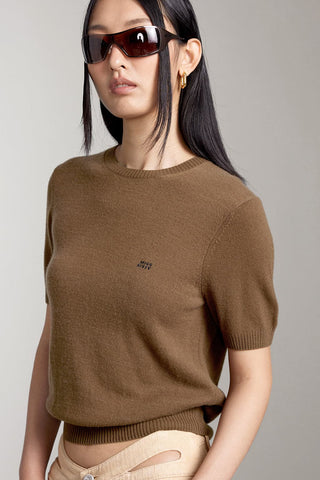 Crew Neck Short Sleeves Cashmere Top