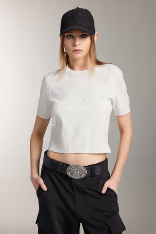 Crew Neck Knitted Top With Logo