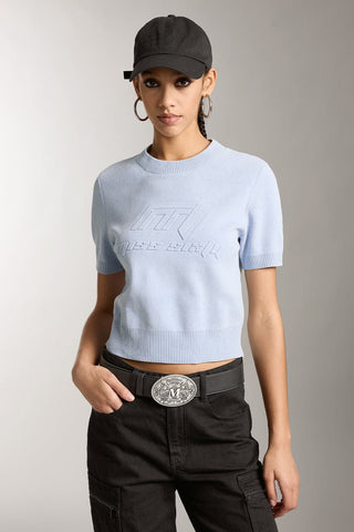 Crew Neck Knitted Top With Logo