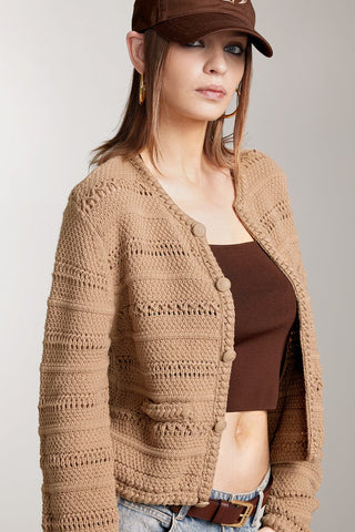 Hollow Design Knit Cardigan