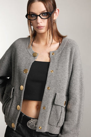 Crew Neck Knit Cardigan