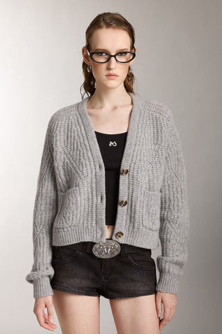 Loose Fit Wool V-Neck Cardigan