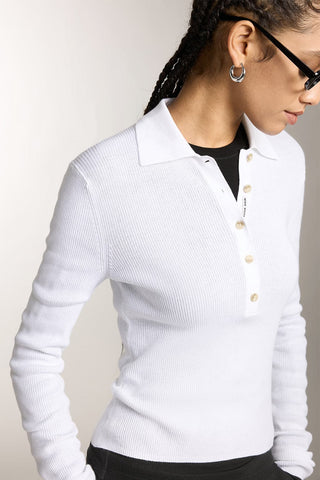 French Style Polo Knit Top