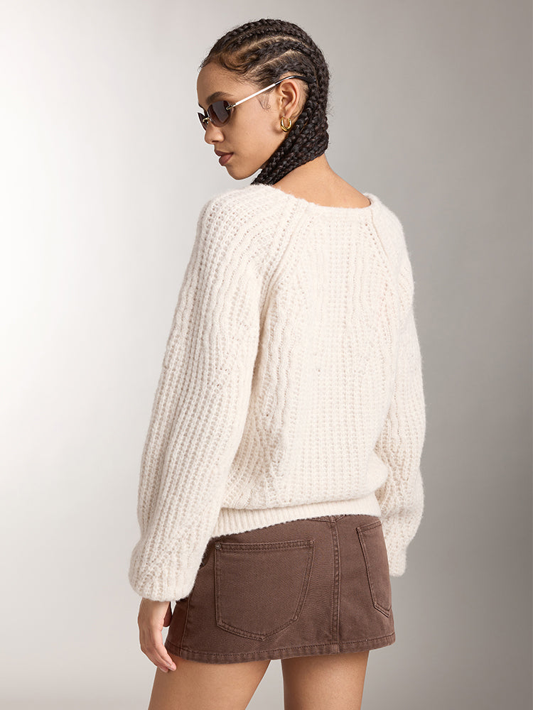 Loose Fit V-Neck Wool Sweater