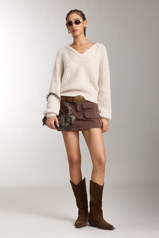 Loose Fit V-Neck Wool Sweater