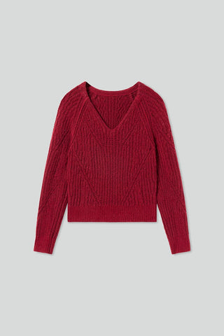 Loose Fit V-Neck Wool Sweater