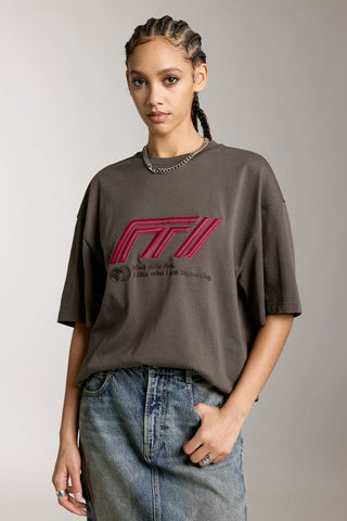 Relaxed Short Sleeves T-Shirt With Racing-Inspired Embroidered