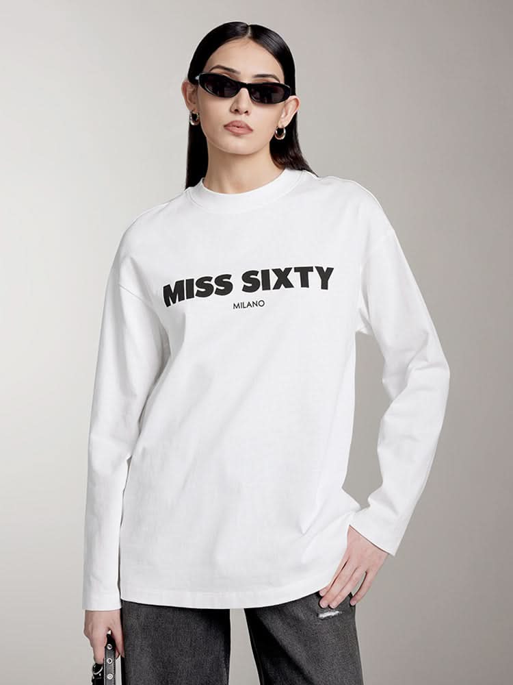 Slouchy Long Sleeves Printed T-Shirt