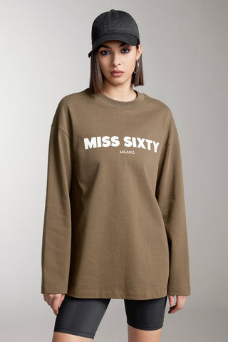 Slouchy Long Sleeves Printed T-Shirt