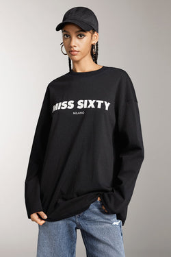 Slouchy Long Sleeves Printed T-Shirt