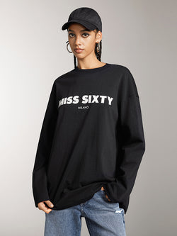 Slouchy Long Sleeves Printed T-Shirt