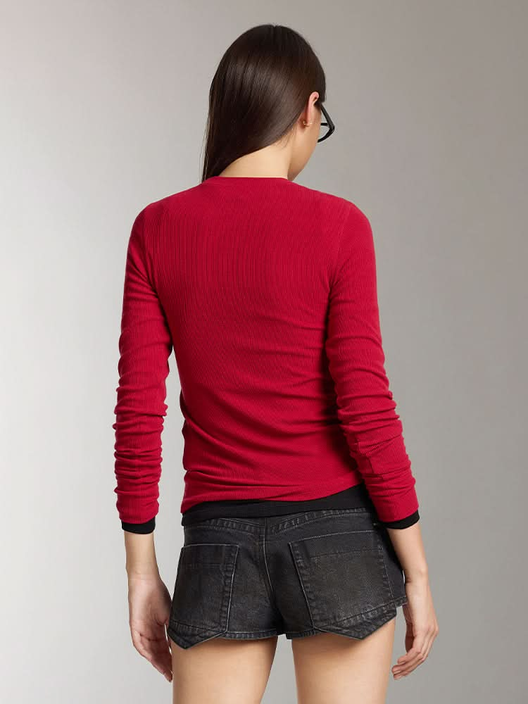 Wool-Blend Ribbed Long-Sleeves T-Shirt