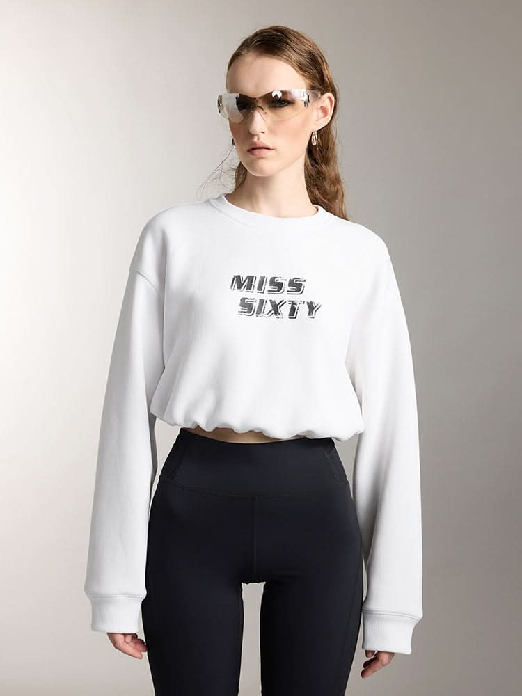 Printed Cropped Sports Sweatshirt