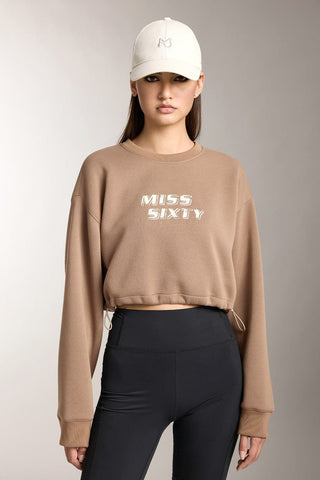 Printed Cropped Sports Sweatshirt