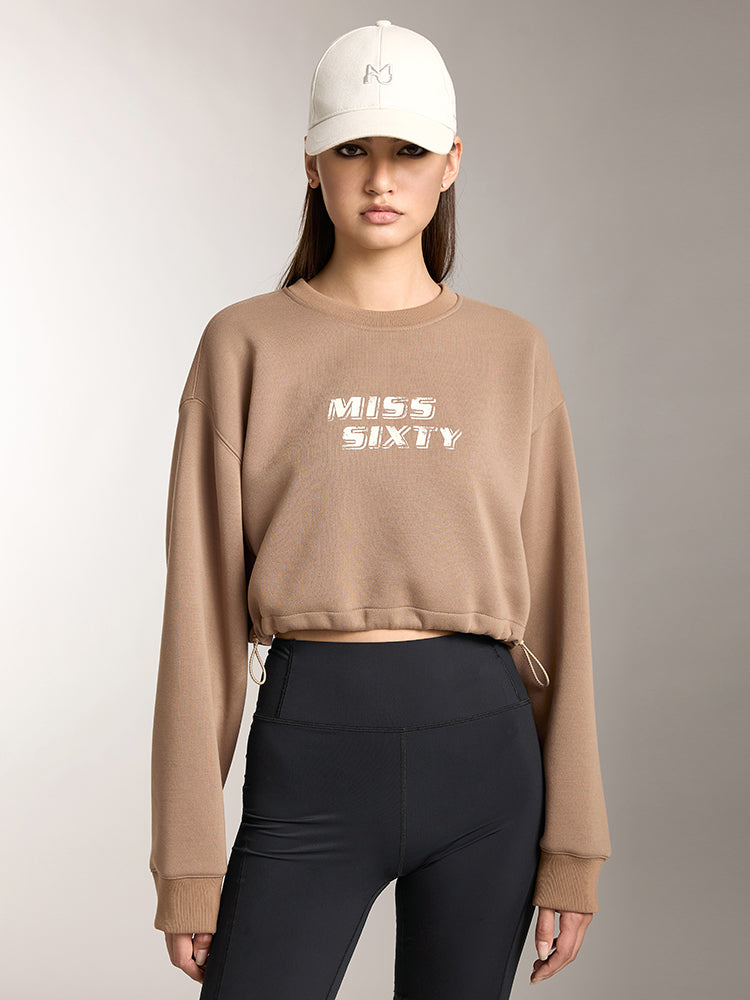 Printed Cropped Sports Sweatshirt