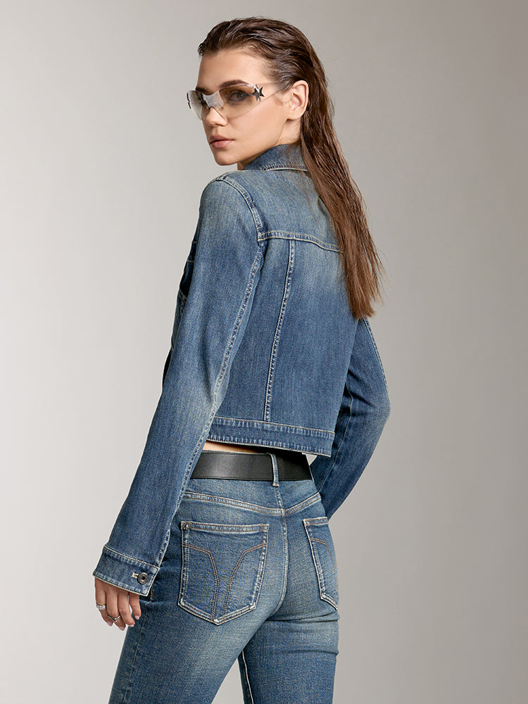 Vintage Cargo Style Denim Jacket