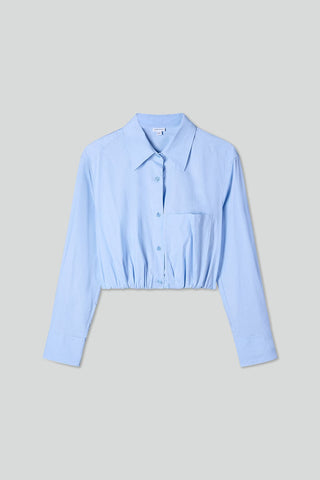 Lapel-Collar Long Sleeves Cropped Shirt