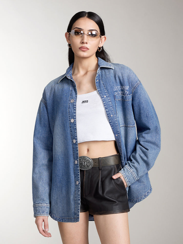 Vintage Blue Loose Fit Denim Shirt