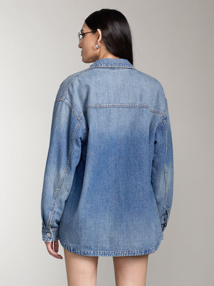 Vintage Blue Loose Fit Denim Shirt