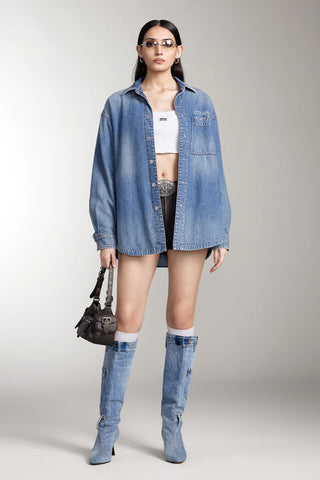 Vintage Blue Loose Fit Denim Shirt