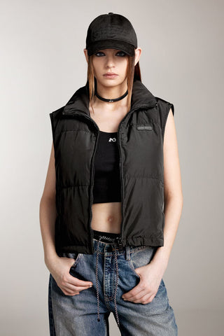 Stand Collar Short Style Down Vest