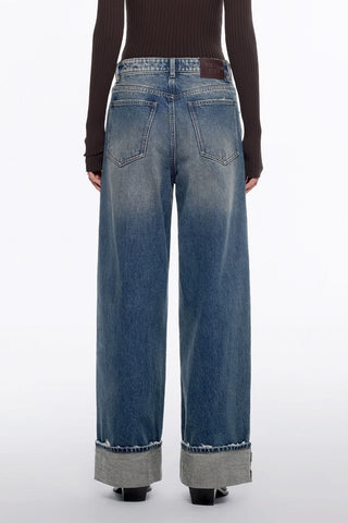 Faded Wide-Leg Jeans