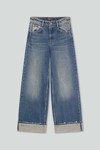 Faded Wide-Leg Jeans