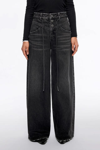 Tie-Waist Wide-Leg Jeans