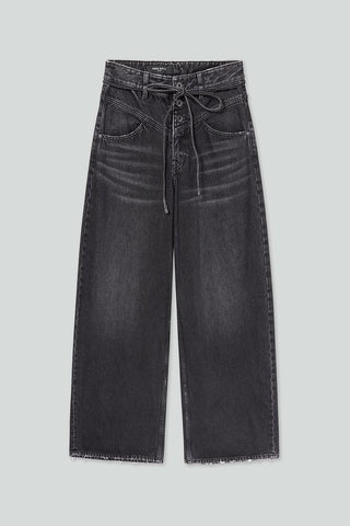 Tie-Waist Wide-Leg Jeans